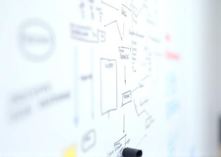 Whiteboard mit strategischen Diagrammen